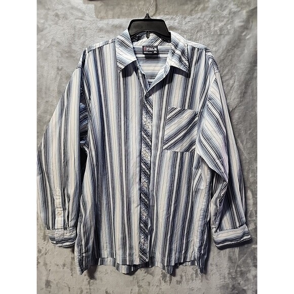South Pole Other - Southpole Men Button Up Shirt XL Blue Stripe Pockets Long Sleeve Y2K 90s Hip Hop